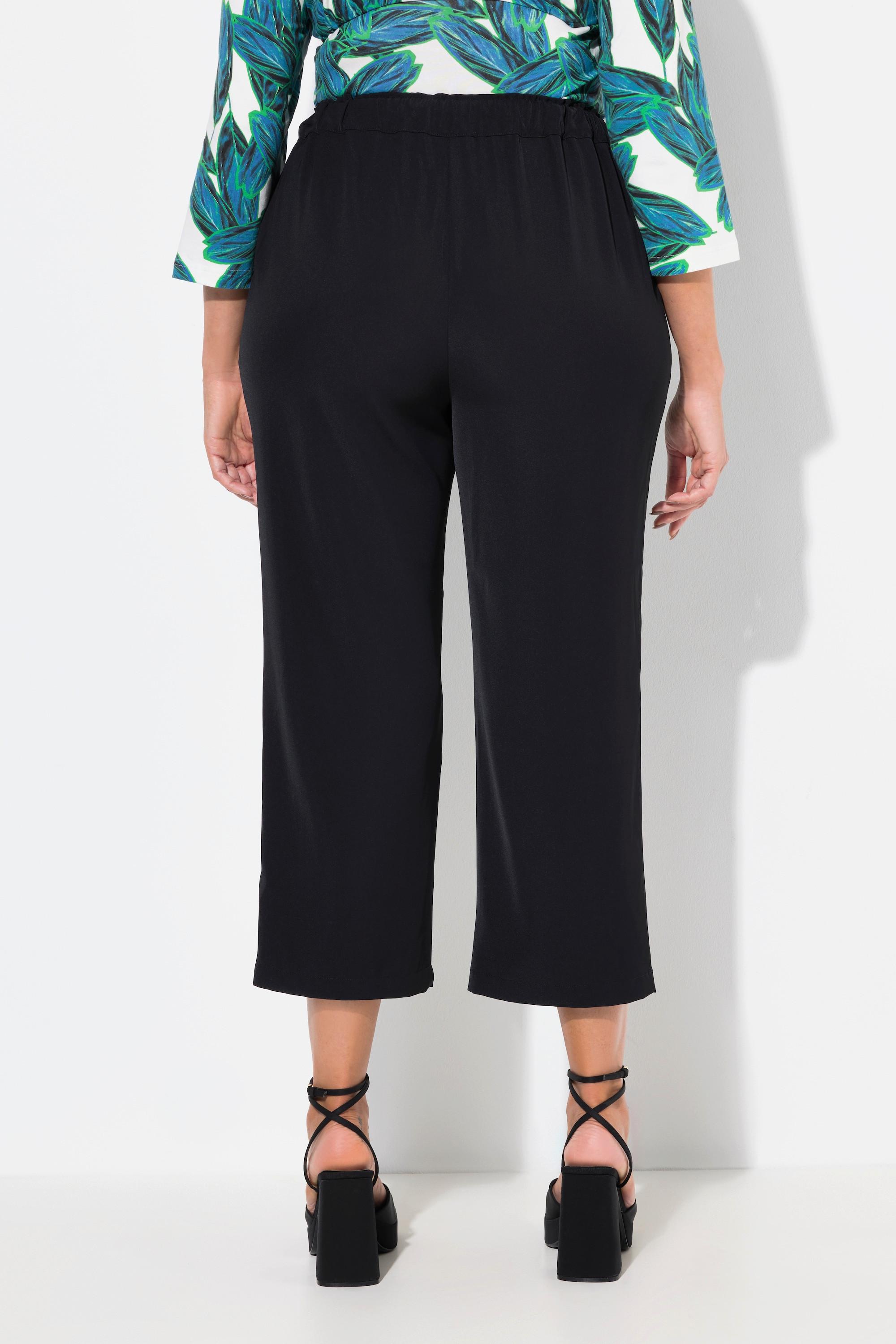 Ulla Popken  Pantalon 7/8 à taille élastique, cordon de serrage et pinces 