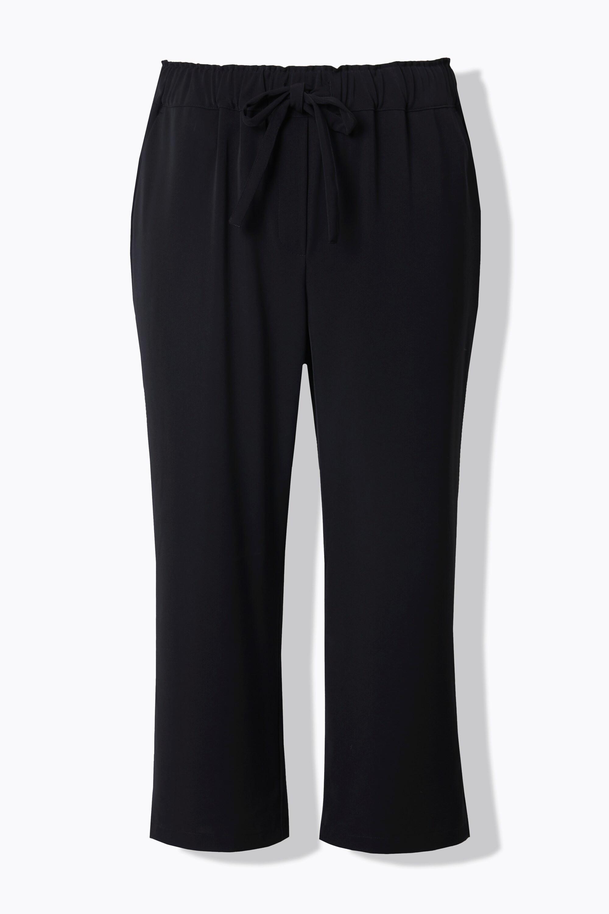 Ulla Popken  Pantalon 7/8 à taille élastique, cordon de serrage et pinces 