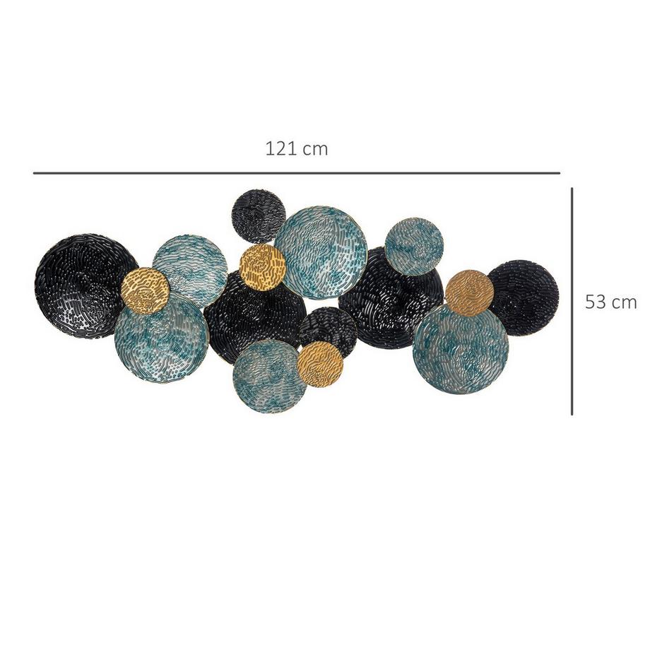 Northio Tableau Mural 3D En Métal, Sculpture Murale, Art De Salon, Moderne, 121 X 53 Cm, Or Noir Bleu  