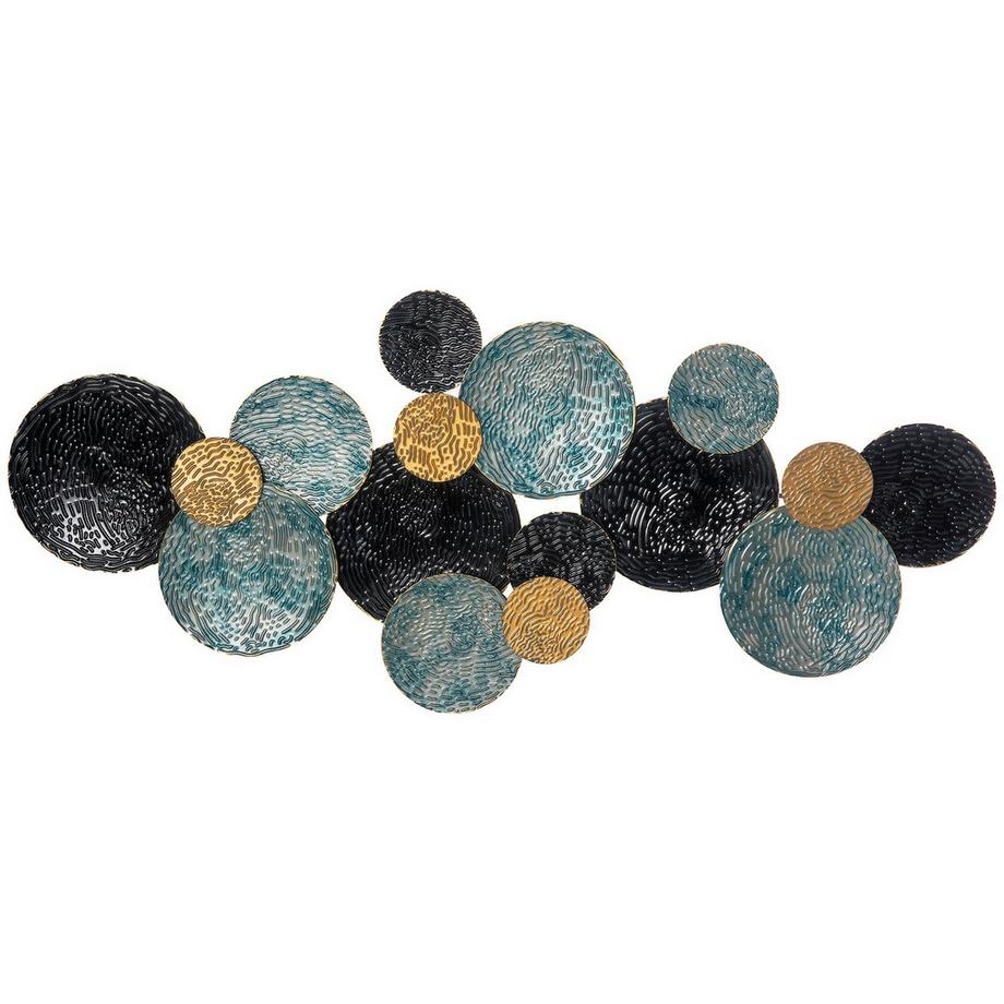 Northio Tableau Mural 3D En Métal, Sculpture Murale, Art De Salon, Moderne, 121 X 53 Cm, Or Noir Bleu  