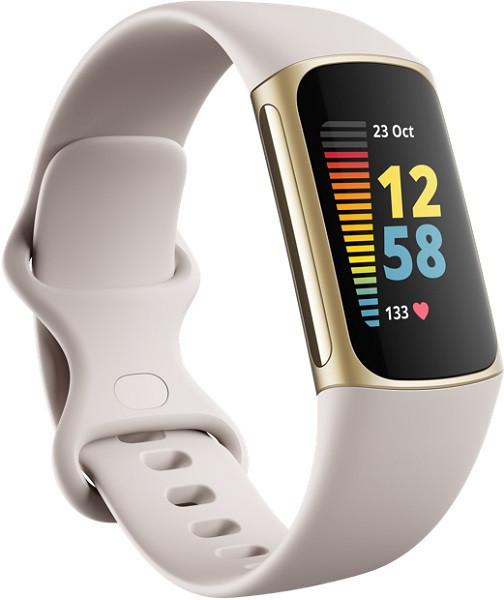 fitbit  Fitbit Charge 5 Tracker Soft Gold w/White Band 