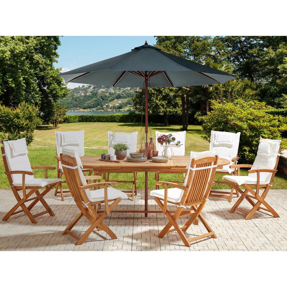 Beliani Ensemble de salle à manger de jardin pour 8 personnes en Acacia Rustique MAUI II  