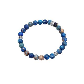 Kuzzoi  Bracelet Hommes Beads Tendance Boules Avec Agate Bleu 