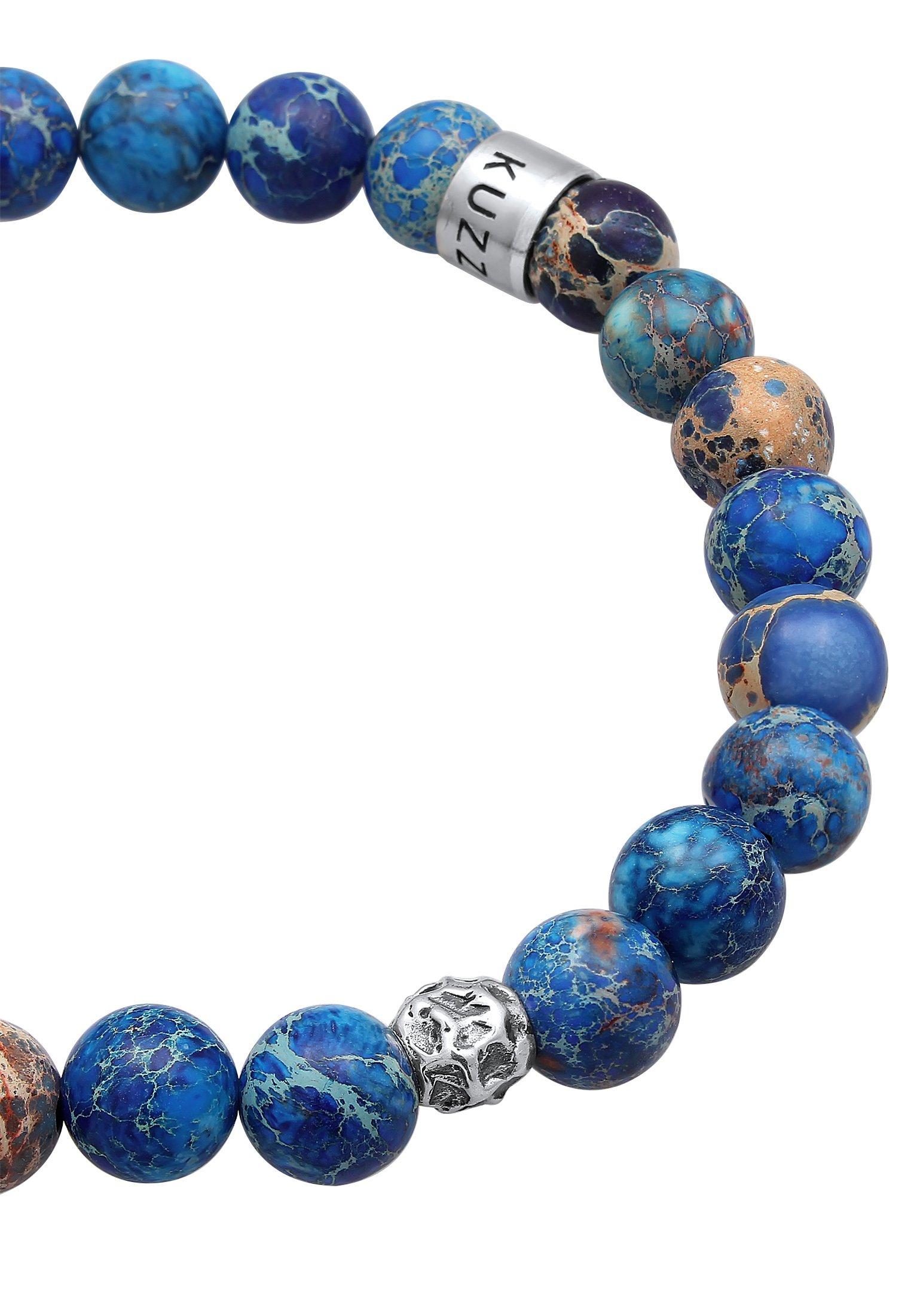 Kuzzoi  Bracelet Hommes Beads Tendance Boules Avec Agate Bleu 