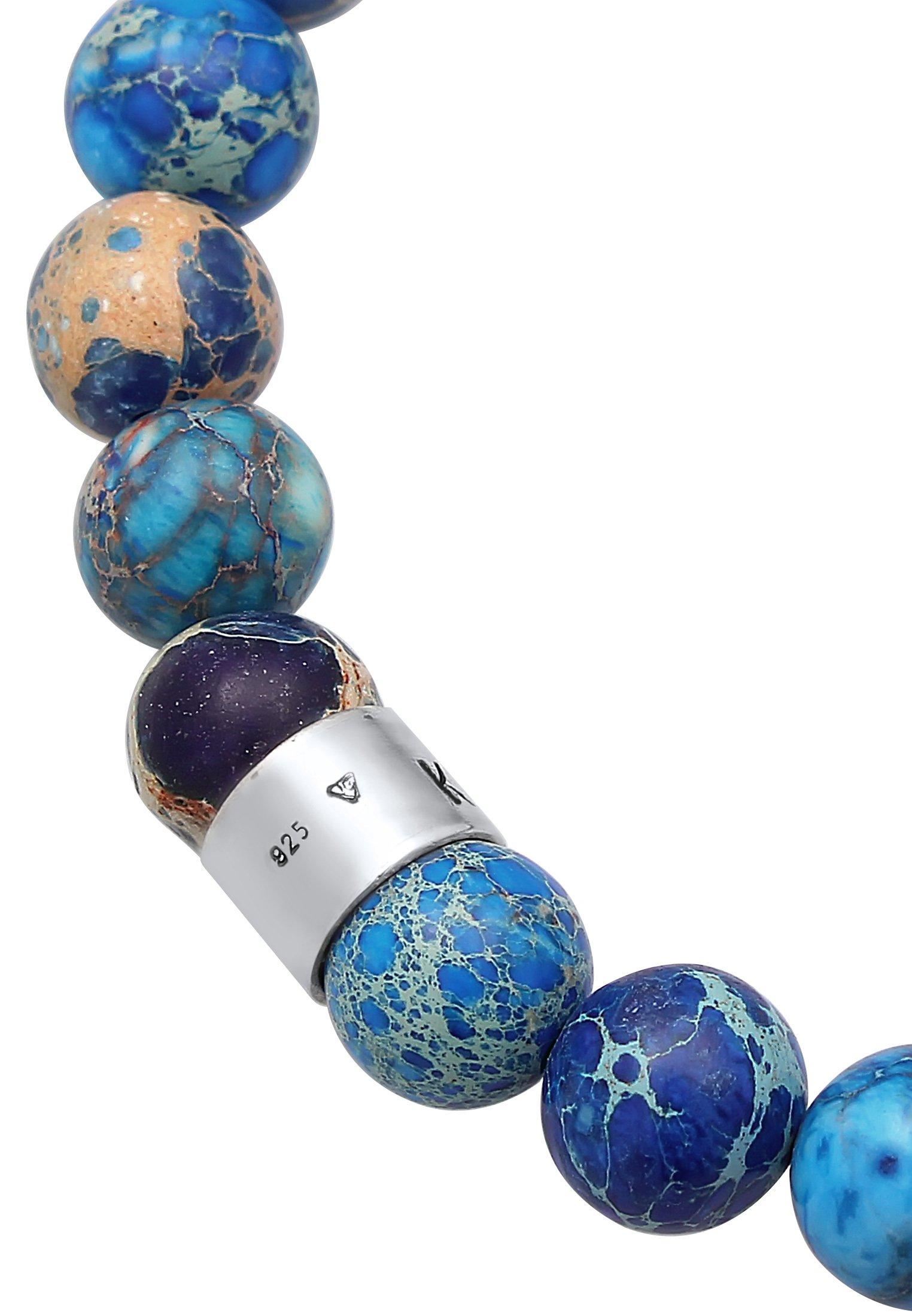 Kuzzoi  Bracelet Hommes Beads Tendance Boules Avec Agate Bleu 