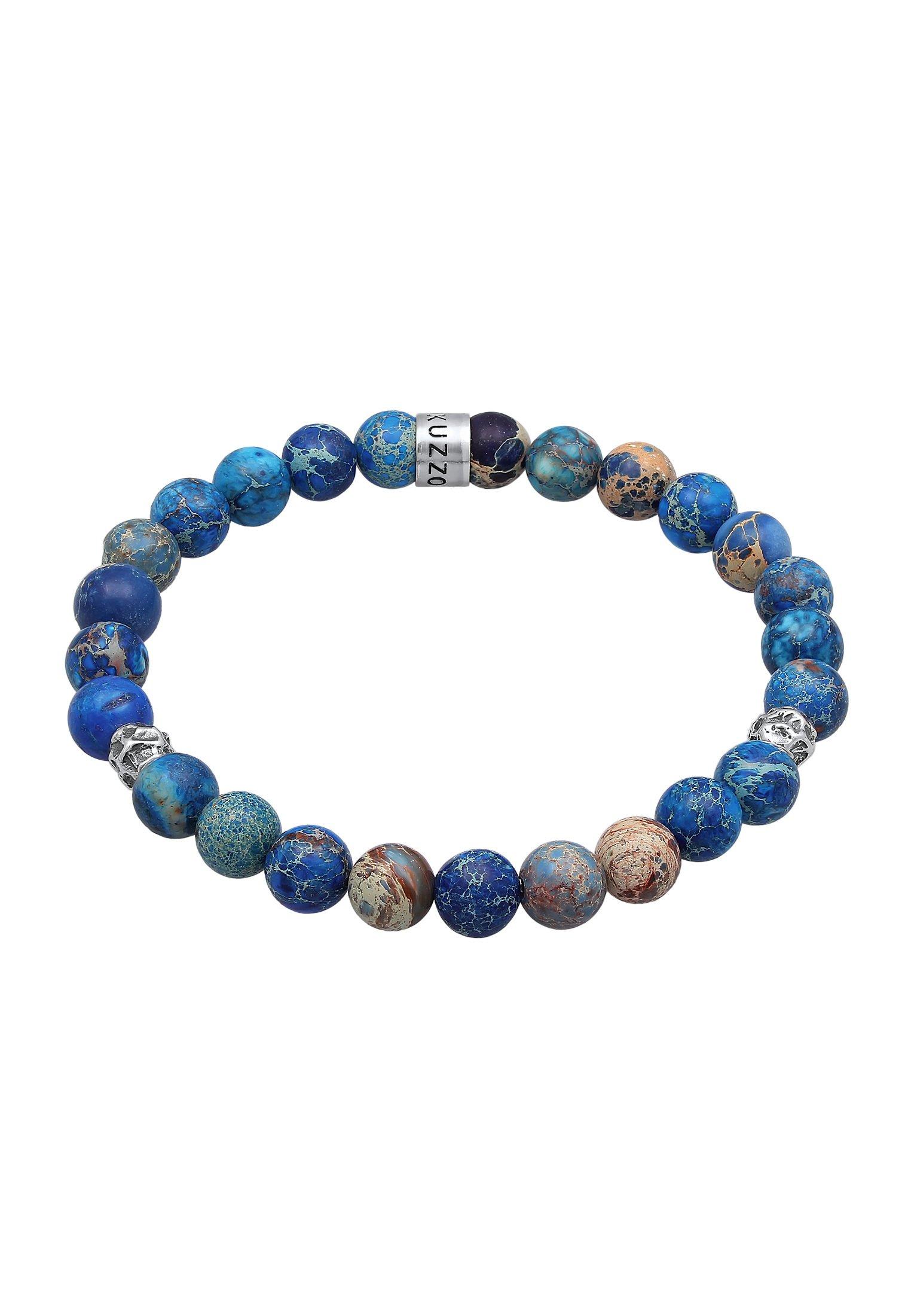 Kuzzoi  Bracelet Hommes Beads Tendance Boules Avec Agate Bleu 