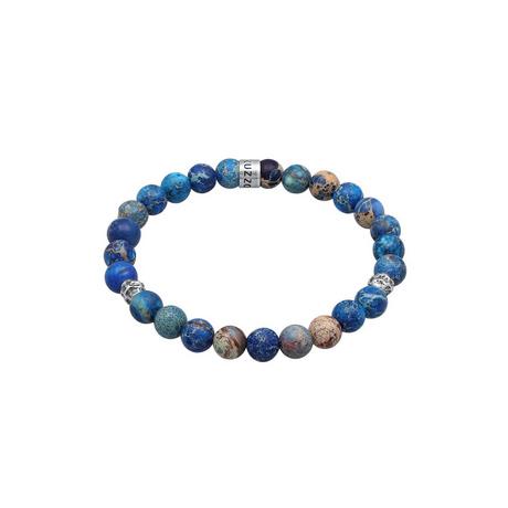 Kuzzoi  Bracelet Hommes Beads Tendance Boules Avec Agate Bleu 