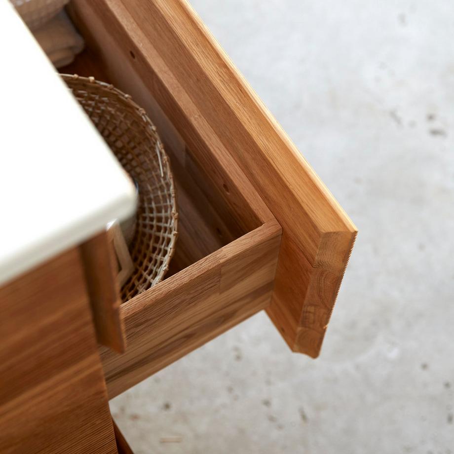 Tikamoon Meuble salle de bain en chêne massif et céramique 120 cm Karl  