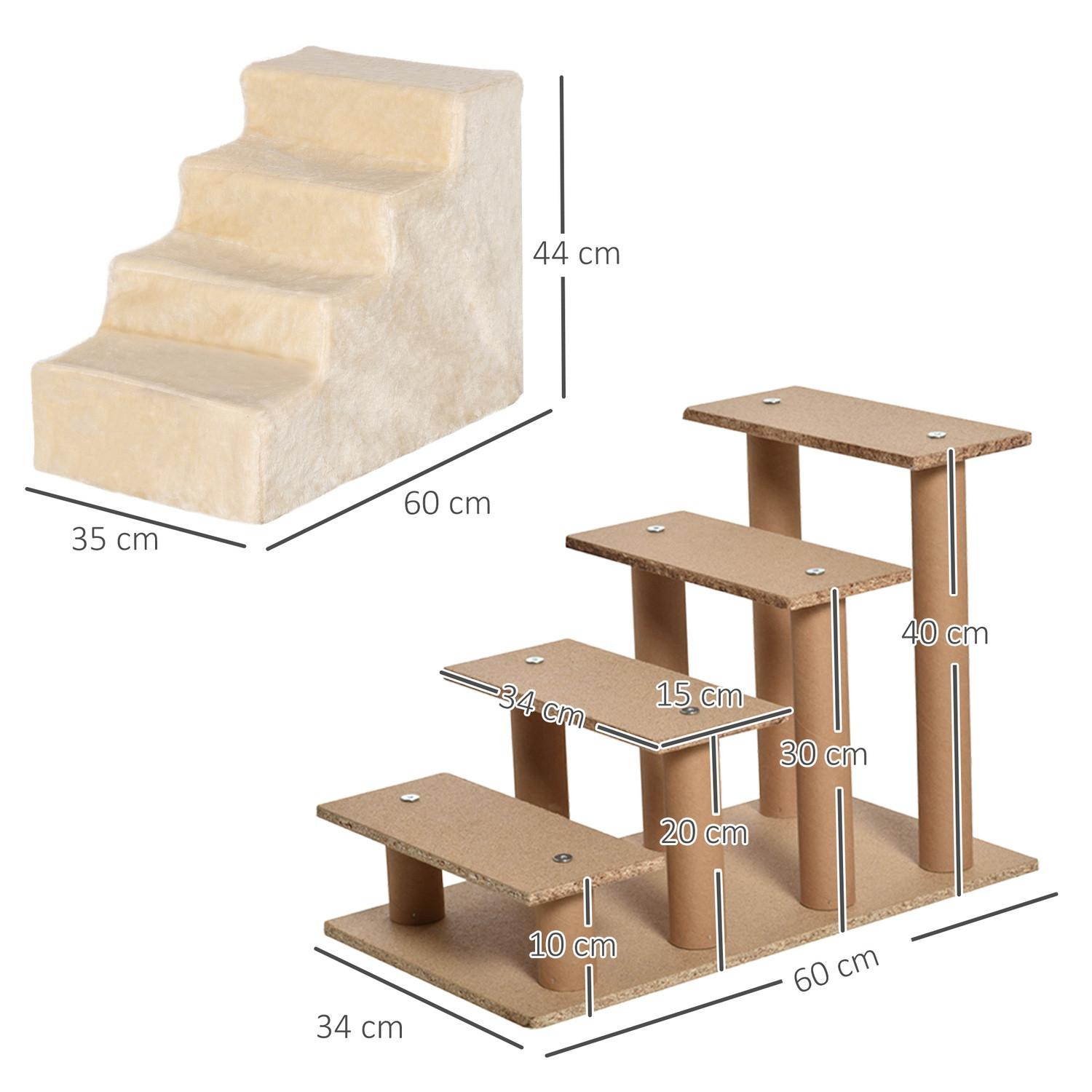 Northio  Scale per animali domestici Rampa per cani a 4 gradini con rivestimento rimovibile Scale per gatti Scale per cani Scale per animali Truciolato Peluche Beige 60 x 35 x 44 cm 