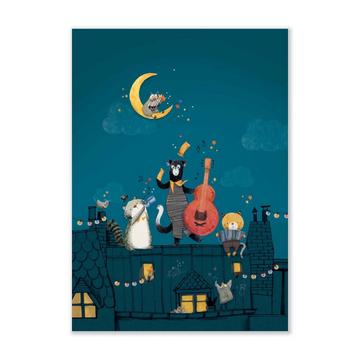 Affiche Nuit sur les toits 50x70cm, Les Moustaches, Moulin Roty