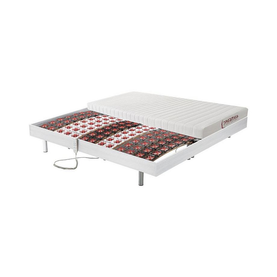 Vente-unique Letto relax elettrico sole sospensioni materasso accoglienza Lattice  2x90x100cm  Bianco - ETHER di DREAMEA  