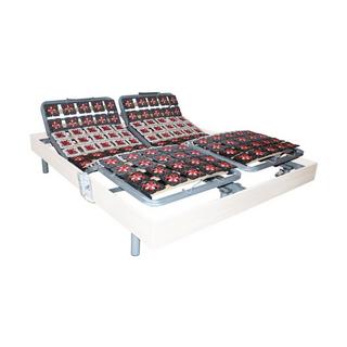 Vente-unique Lit électrique de relaxation tout plots + matelas accueil latex - 2 x 90 x 200 cm - Blanc - ETHER de DREAMEA  