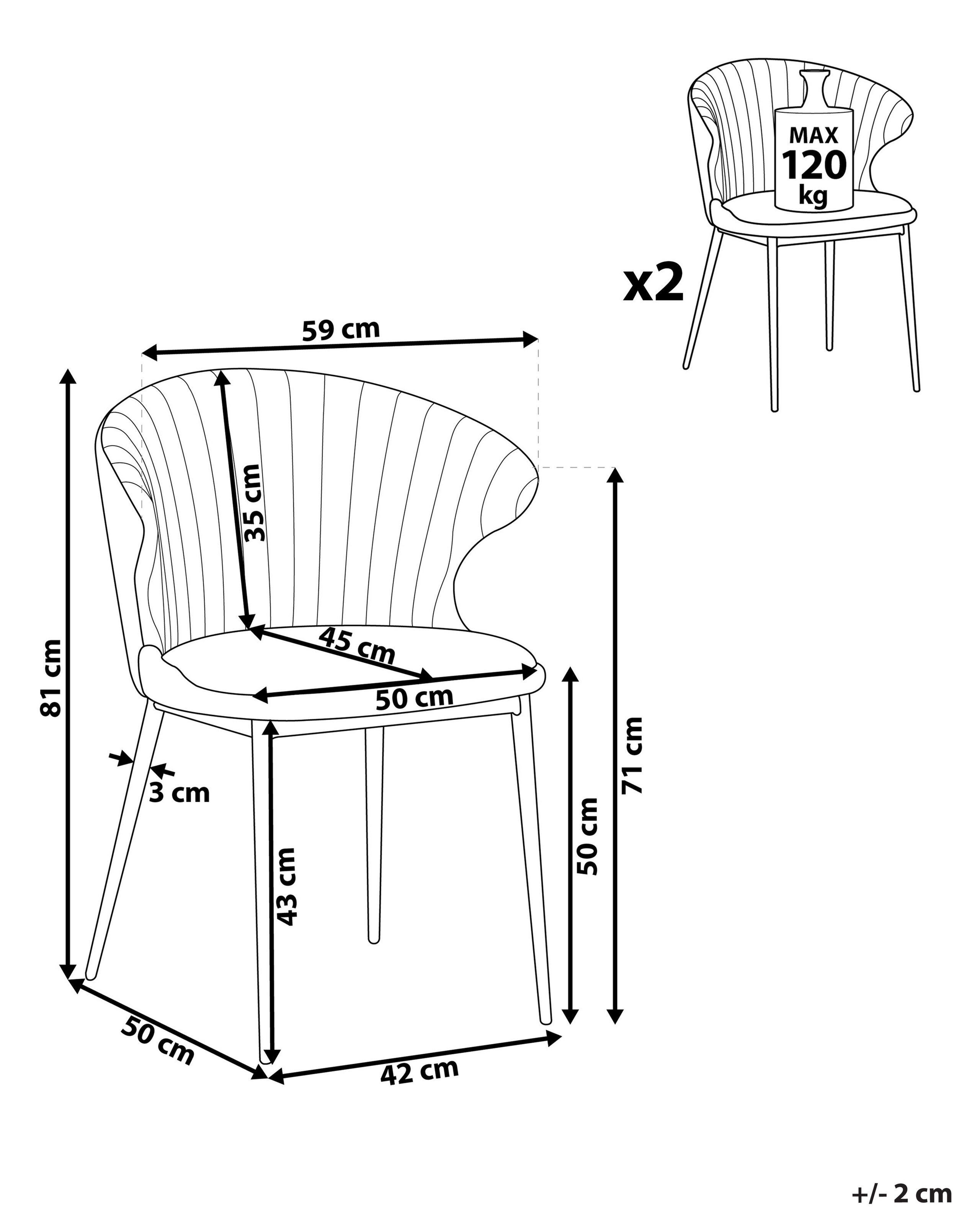 Beliani Esszimmerstuhl 2er Set aus Samtstoff Modern AUGUSTA  