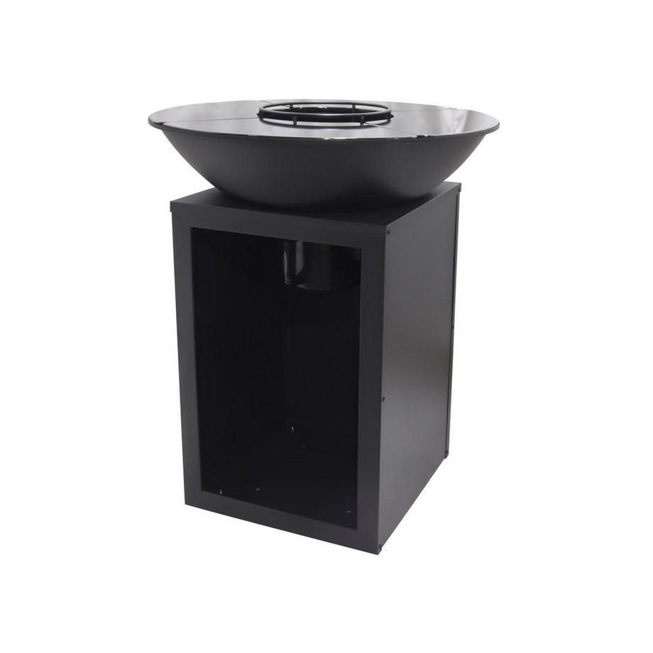 Vente-unique BBQ Plancha-Grill und Feuerschale - Holzkohle und Holz - mit Aufbewahrungselement - 80 x 80 x 96 cm - - IGNOS  