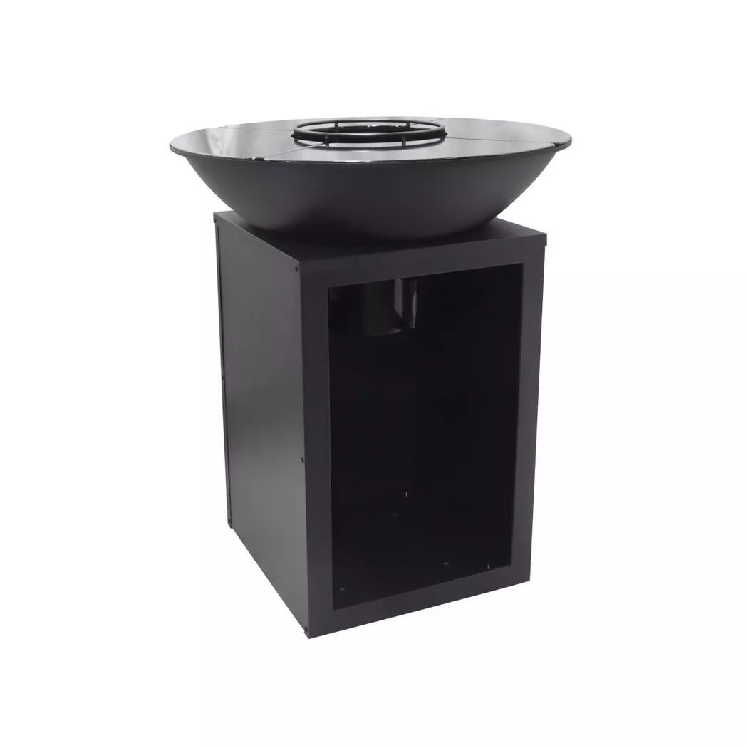 BBQ Plancha-Grill und Feuerschale - Holzkohle und Holz - mit Aufbewahrungselement - 80 x 80 x 96 cm - schwarz - IGNOS