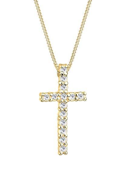 Elli  Halskette Kreuz Religion Mit Kristallen 