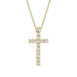 Elli  Halskette Kreuz Religion Mit Kristallen 
