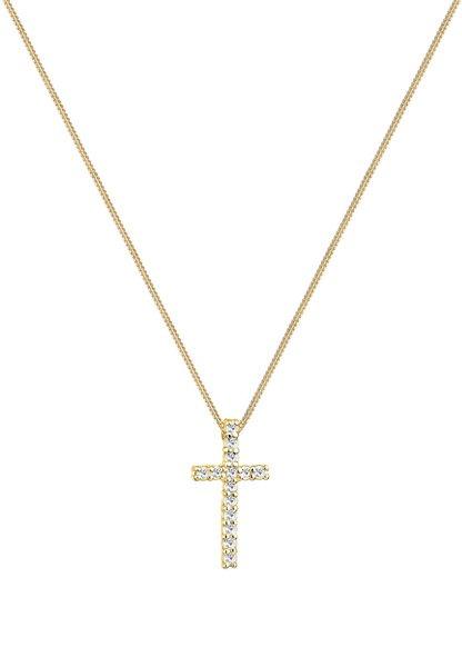 Elli  Halskette Kreuz Religion Mit Kristallen 
