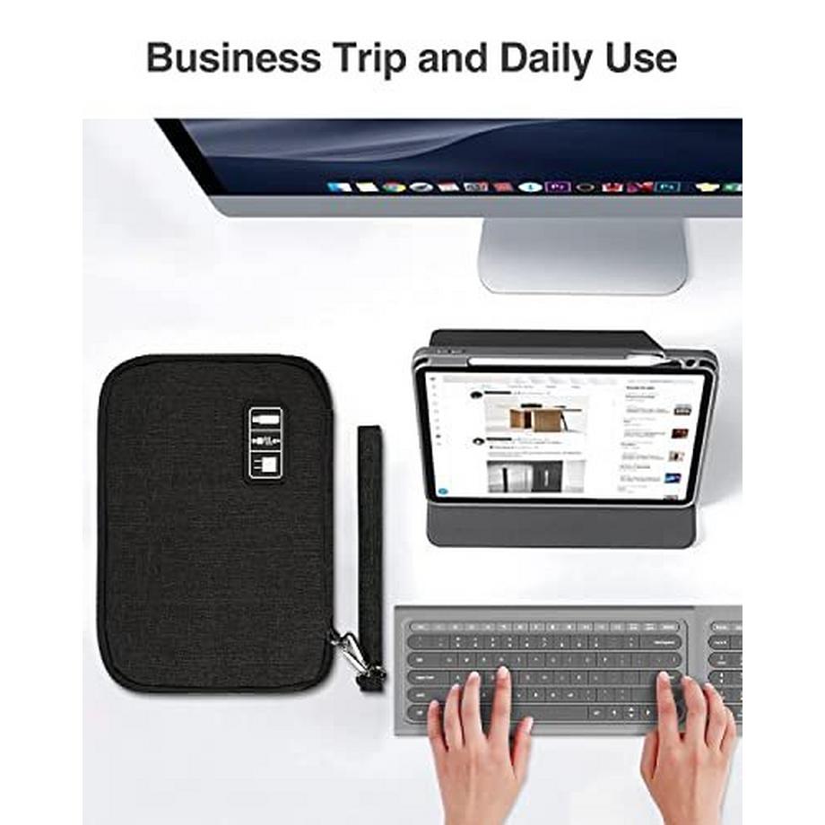 Only-bags.store  Doppelte Kabeltasche Organizer, kompakte Elektronikkabel-Organisator-Tasche, Reisekabel-Organisator-Tasche, Tech-Kabel-Organisator-Tasche für Zubehör, Handy-Ladekabel/USB 