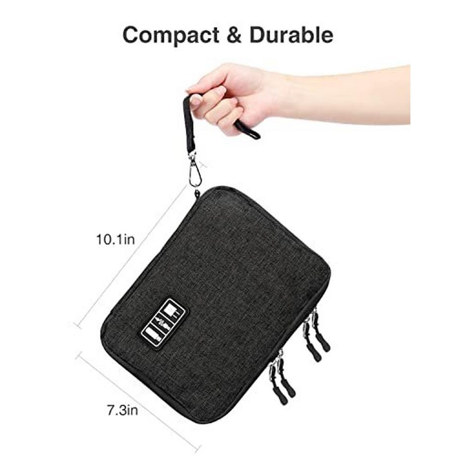 Only-bags.store  Doppelte Kabeltasche Organizer, kompakte Elektronikkabel-Organisator-Tasche, Reisekabel-Organisator-Tasche, Tech-Kabel-Organisator-Tasche für Zubehör, Handy-Ladekabel/USB 