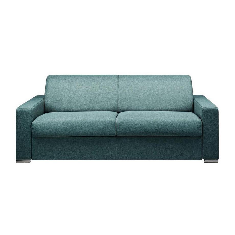 LINEA SOFA Canapé 4 places convertible express en tissu bleu - Couchage 160 cm - Matelas 16 cm avec mousse à mémoire de forme CALITO  