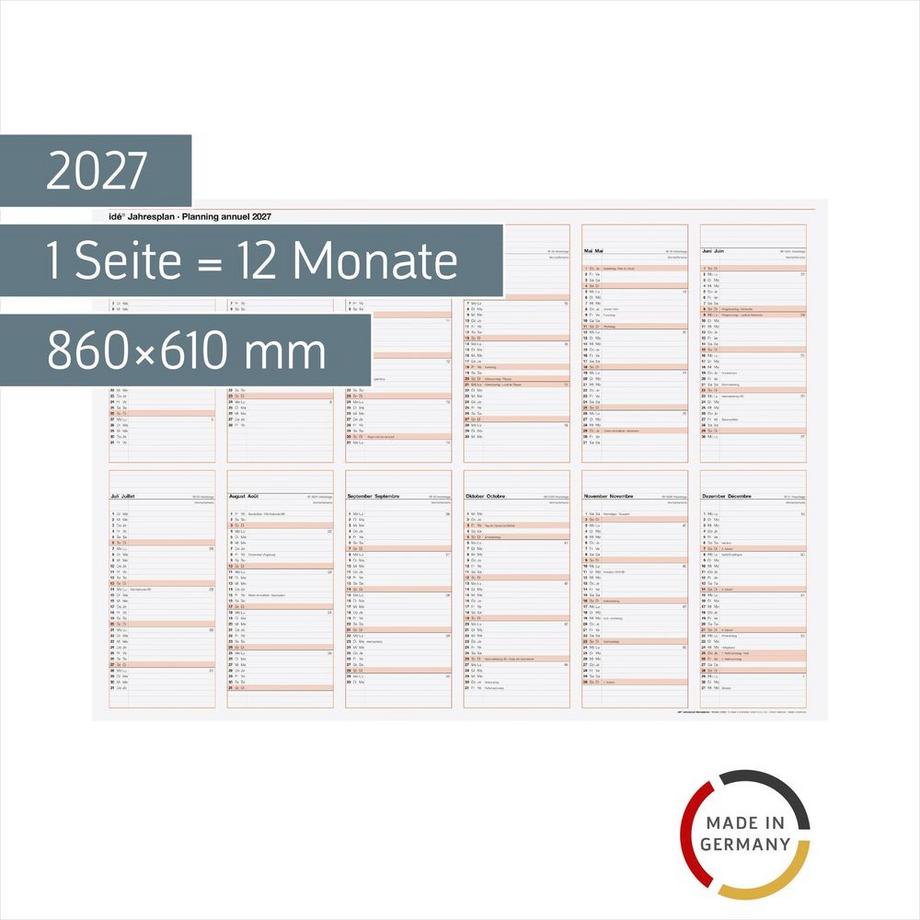 rido idé Planificateur annuel avec espace de notes  