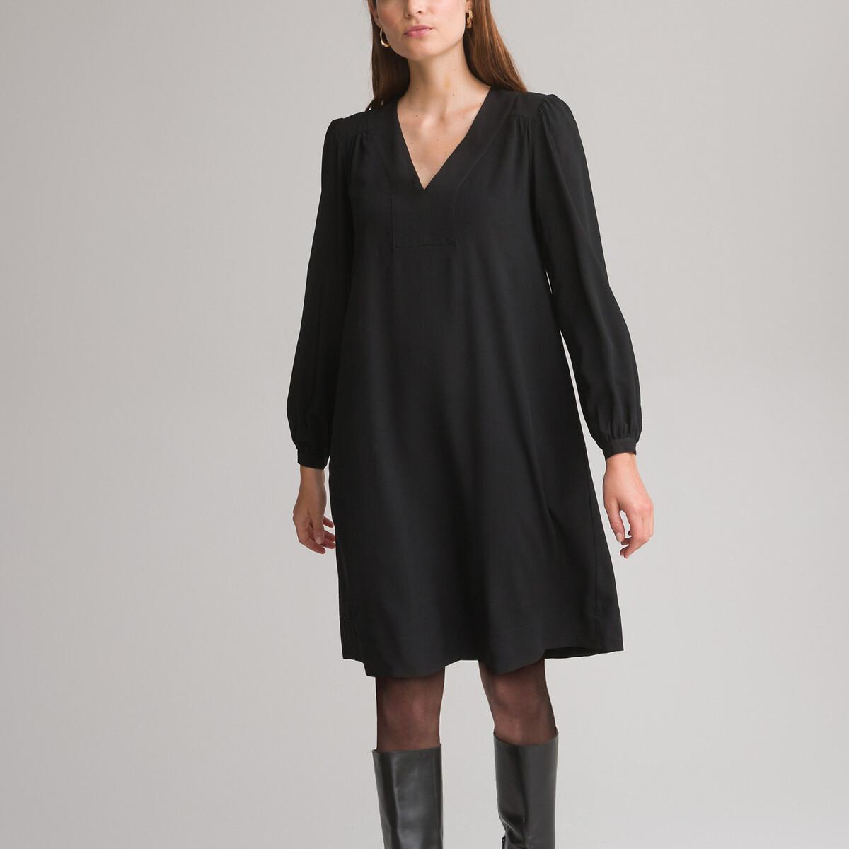Image of Halblanges Kleid Damen Schwarz 38