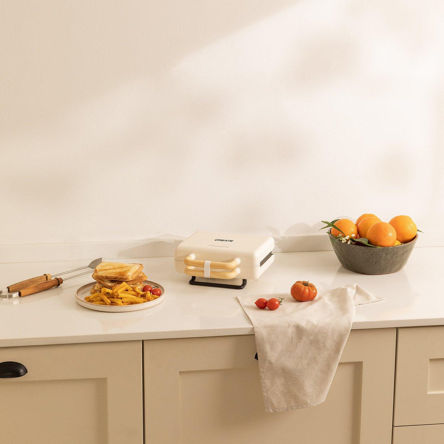 CREATE STONE 3 IN 1 STUDIO - Sandwich- und Waffeleisen mit austauschbaren Tellern - crema  