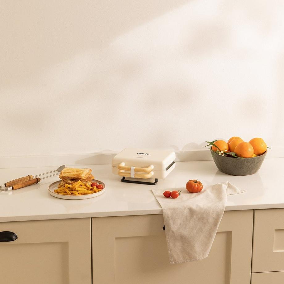 CREATE STONE 3 IN 1 STUDIO - Sandwich- und Waffeleisen mit austauschbaren Tellern - crema  