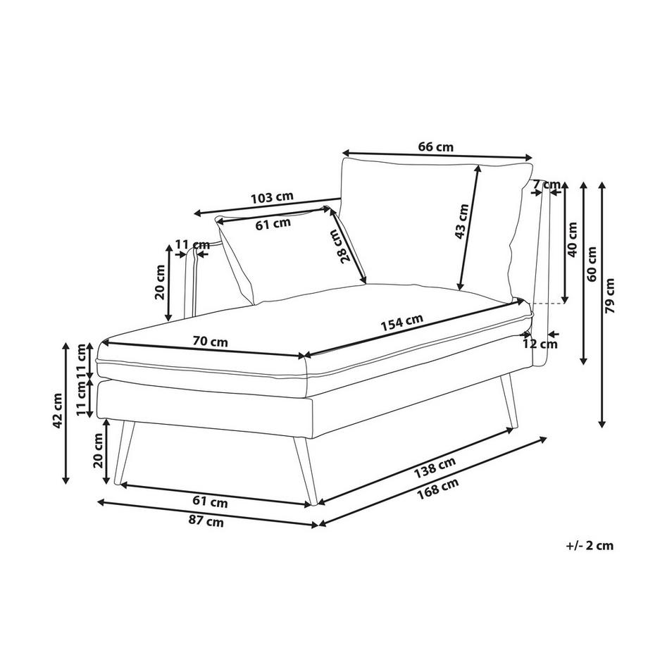 Beliani Chaise longue côté droit en Tissu Minimaliste YERRES  