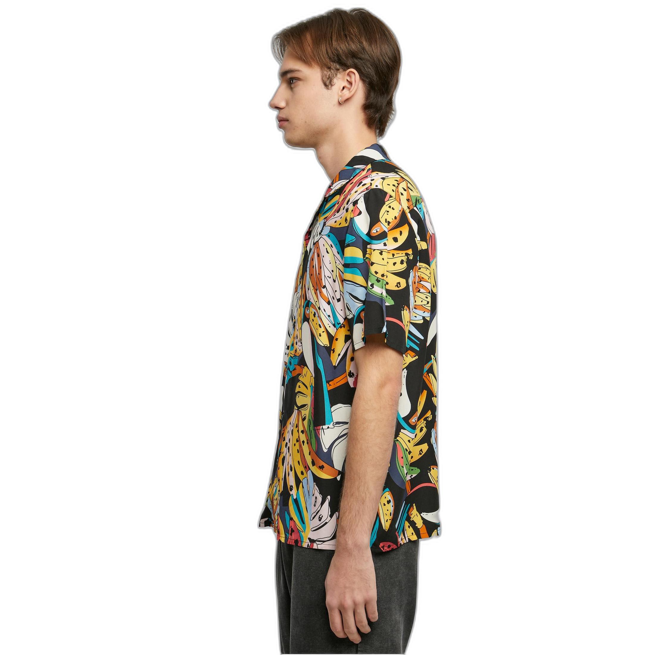URBAN CLASSICS Viskose All Over Print Resort Hemd  