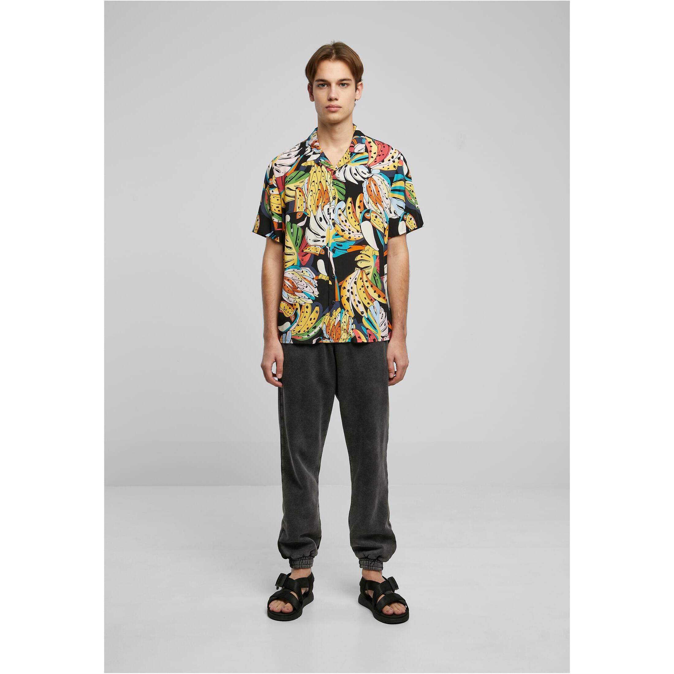 URBAN CLASSICS Viskose All Over Print Resort Hemd  