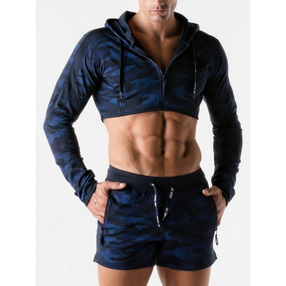 Urban Camo Sportjacke mit kurzer Kapuze