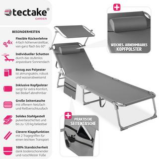 Tectake 2er Set Sonnenliege stufenlos verstellbares Sonnendach  