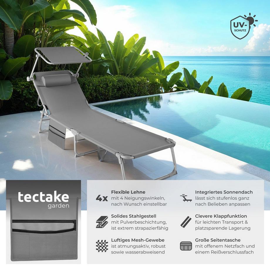 Tectake Lot de 2 bains de soleil CHLOÉ pliable  