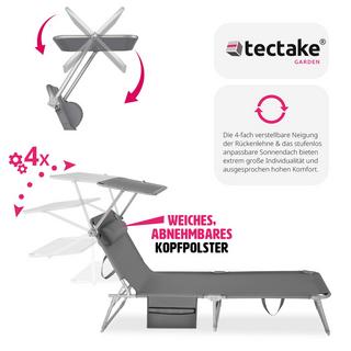 Tectake 2er Set Sonnenliege stufenlos verstellbares Sonnendach  