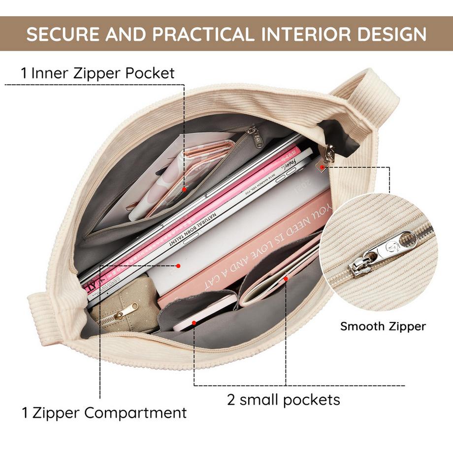 Only-bags.store Kordtasche Umhängetasche mit Reissverschluss Wasserdichter Shopper  