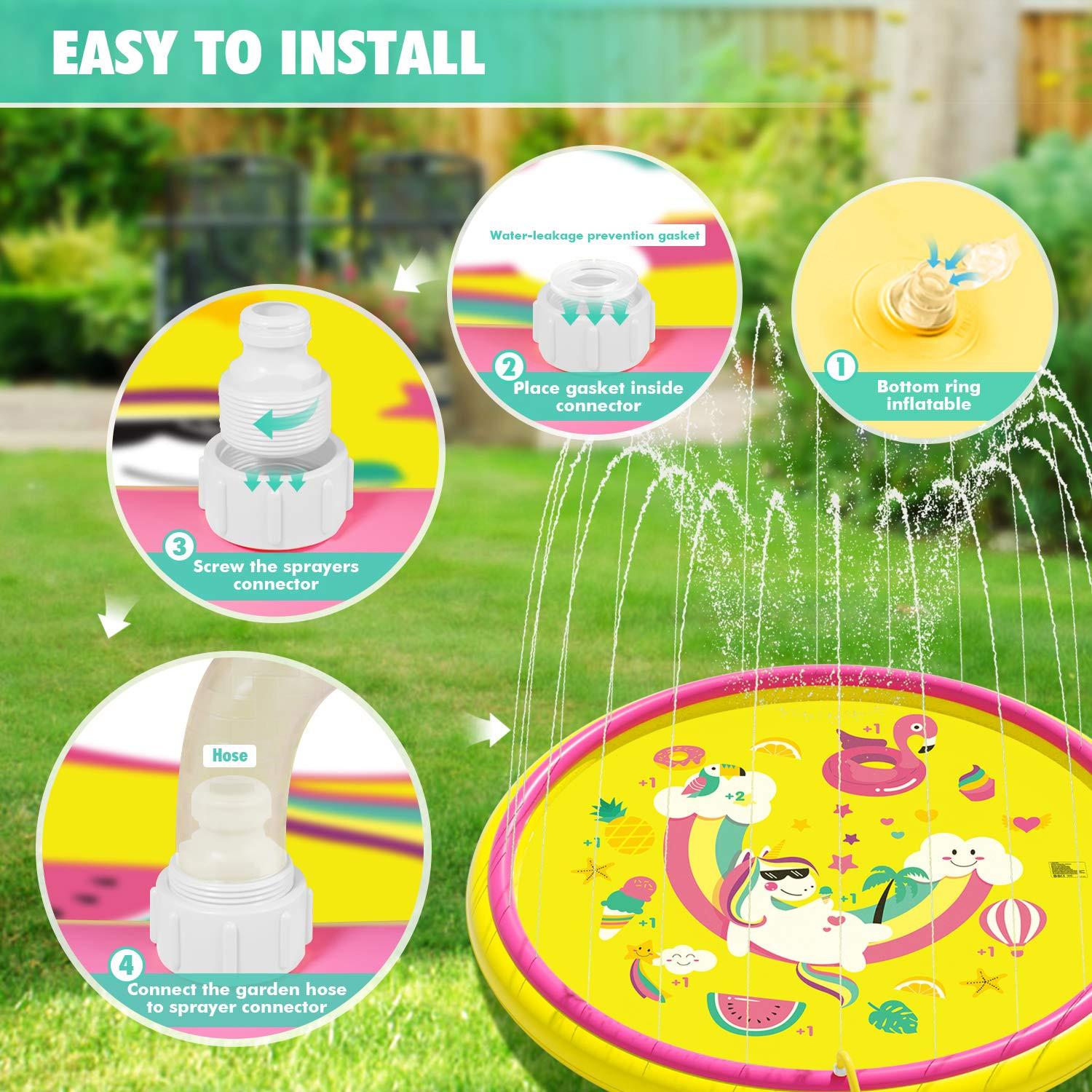 Activity-board  Wasserspielzeug Baby Pool Pad Sprinkler Wasser Spielmatte mit rutschfestem Spritzwasser Spielmatte, Garten im Freien Sommer Spritzwasser Sprinkler 