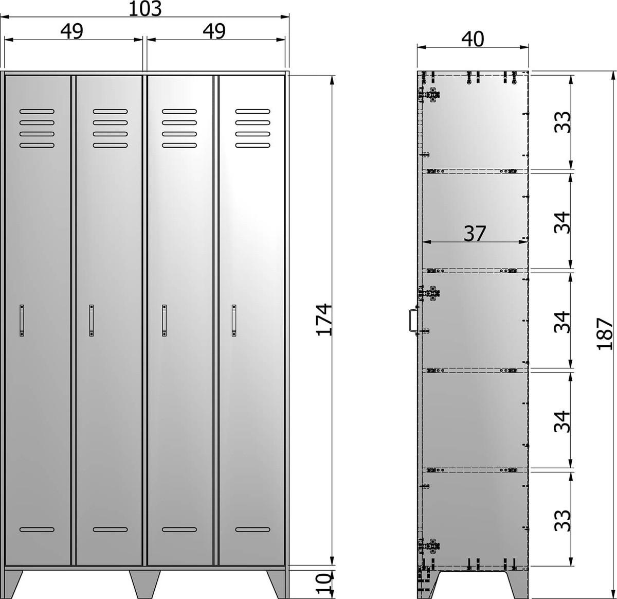 mutoni Armoire-vestiaire Stijn gris acier FSC  