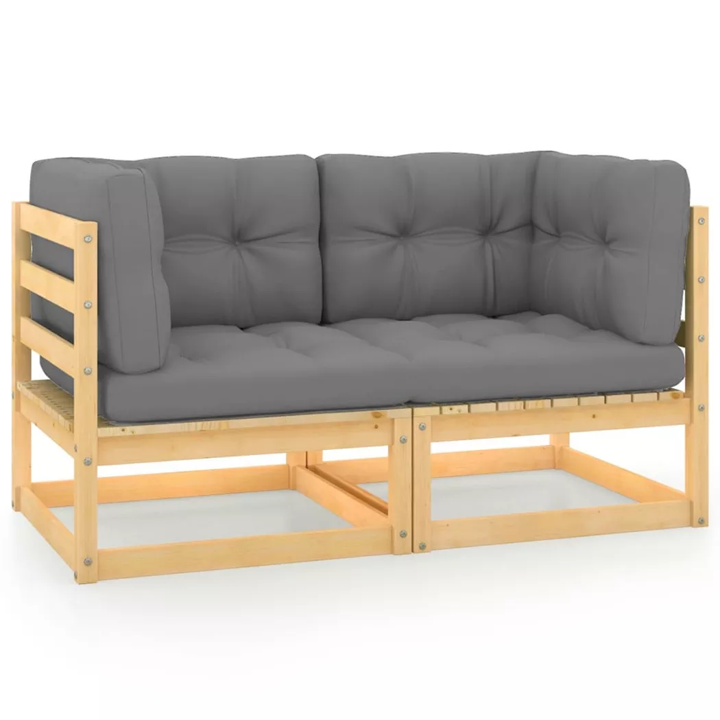 VidaXL - Canapé 2 places bois de pin, One Size, Gris