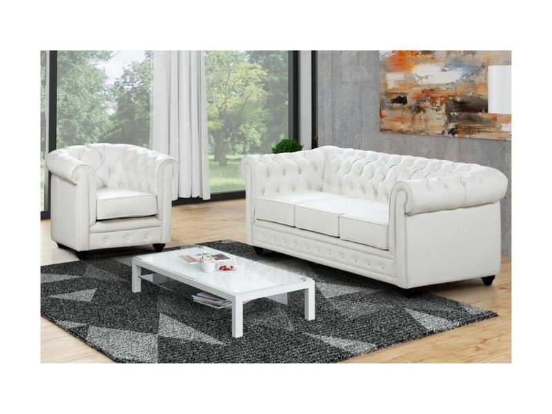 Vente-unique Couchgarnitur 3+1 CHESTERFIELD Kunstleder  