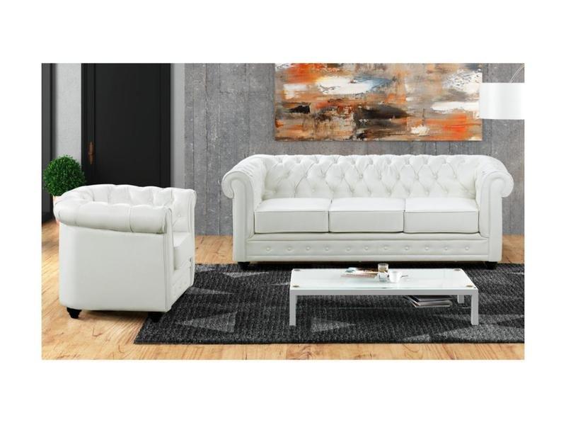 Vente-unique Couchgarnitur 3+1 CHESTERFIELD Kunstleder  