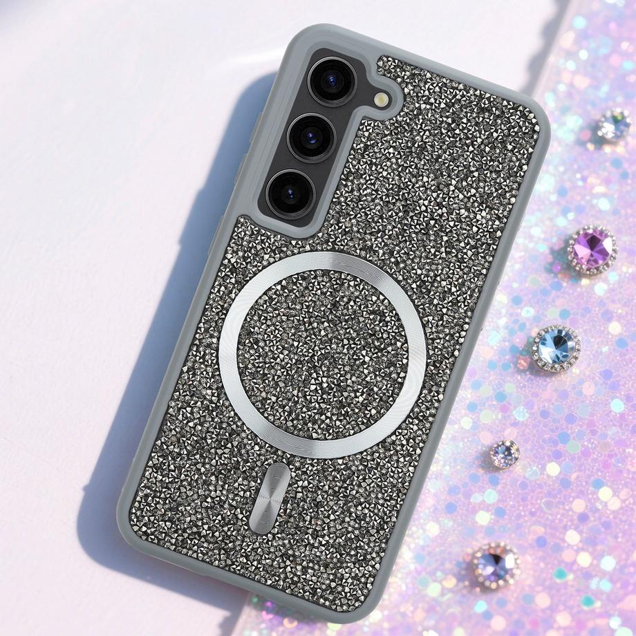 Cadorabo  Samsung Galaxy S23 PLUS Hülle kompatibel mit MagSafe Glitzer Diamant Design 