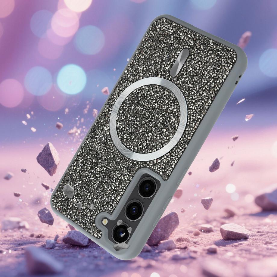 Cadorabo  Samsung Galaxy S23 PLUS Hülle kompatibel mit MagSafe Glitzer Diamant Design 