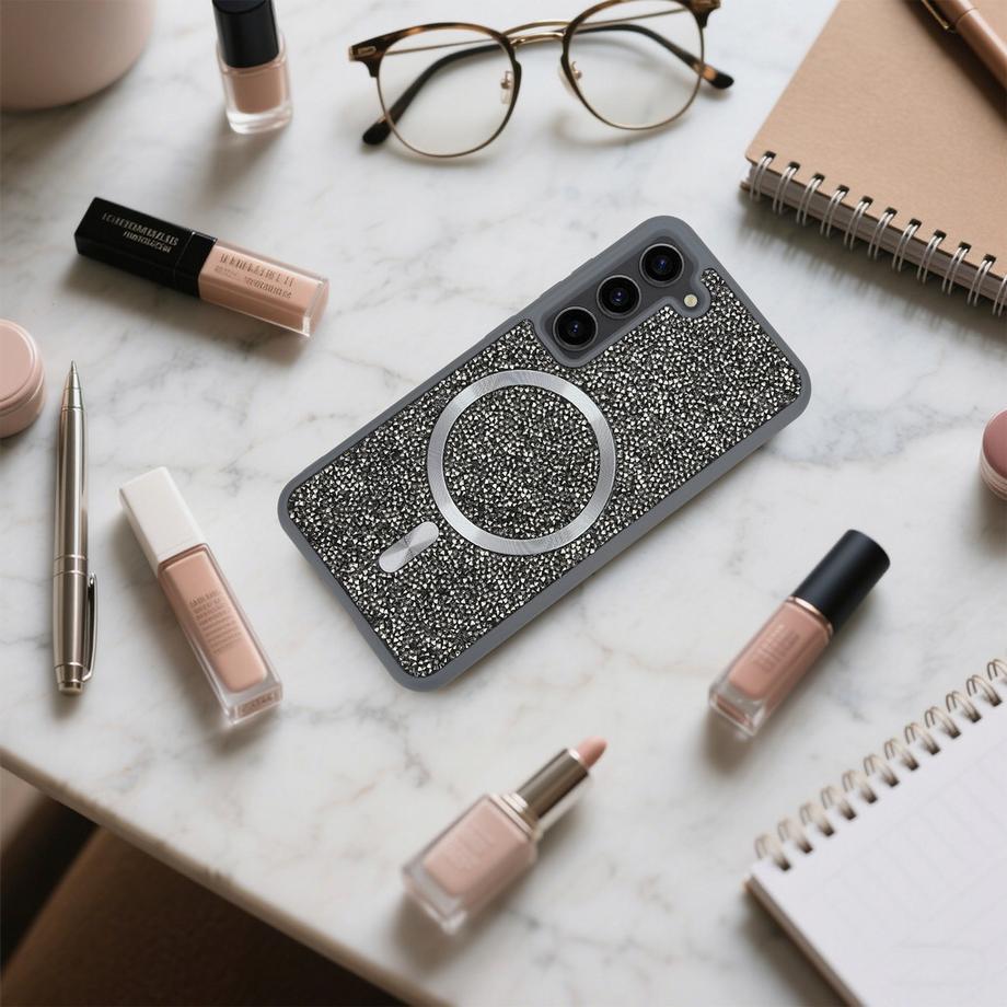 Cadorabo  Samsung Galaxy S23 PLUS Hülle kompatibel mit MagSafe Glitzer Diamant Design 