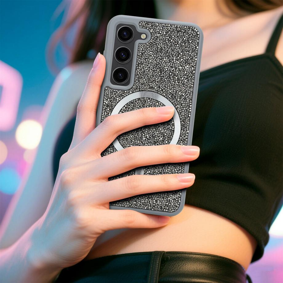 Cadorabo  Samsung Galaxy S23 PLUS Hülle kompatibel mit MagSafe Glitzer Diamant Design 