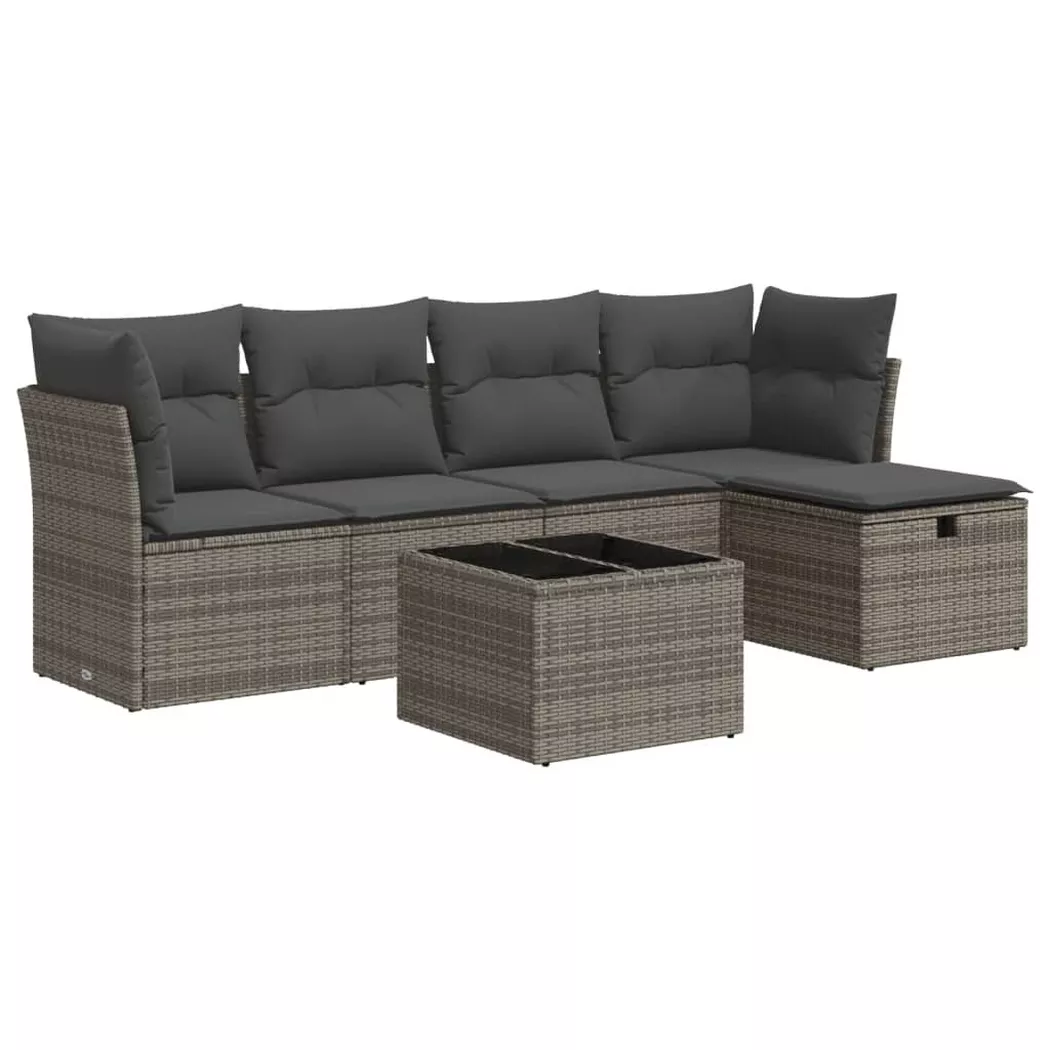 Vidaxl Set Divano Da Giardino 6 Pz Con Cuscini Grigio In
