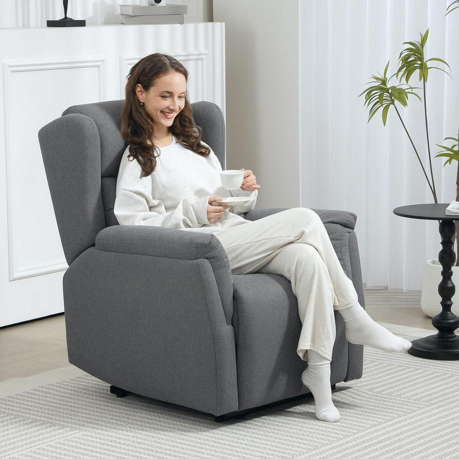 Northio Fauteuil de relaxation, fauteuil TV avec fonction inclinable, fauteuil TV avec noyau à ressorts ensachés, fauteuil inclinable rembourré, fauteuil inclinable pouvant supporter jusqu'à 150 kg pour salon, chambre, gris foncé  