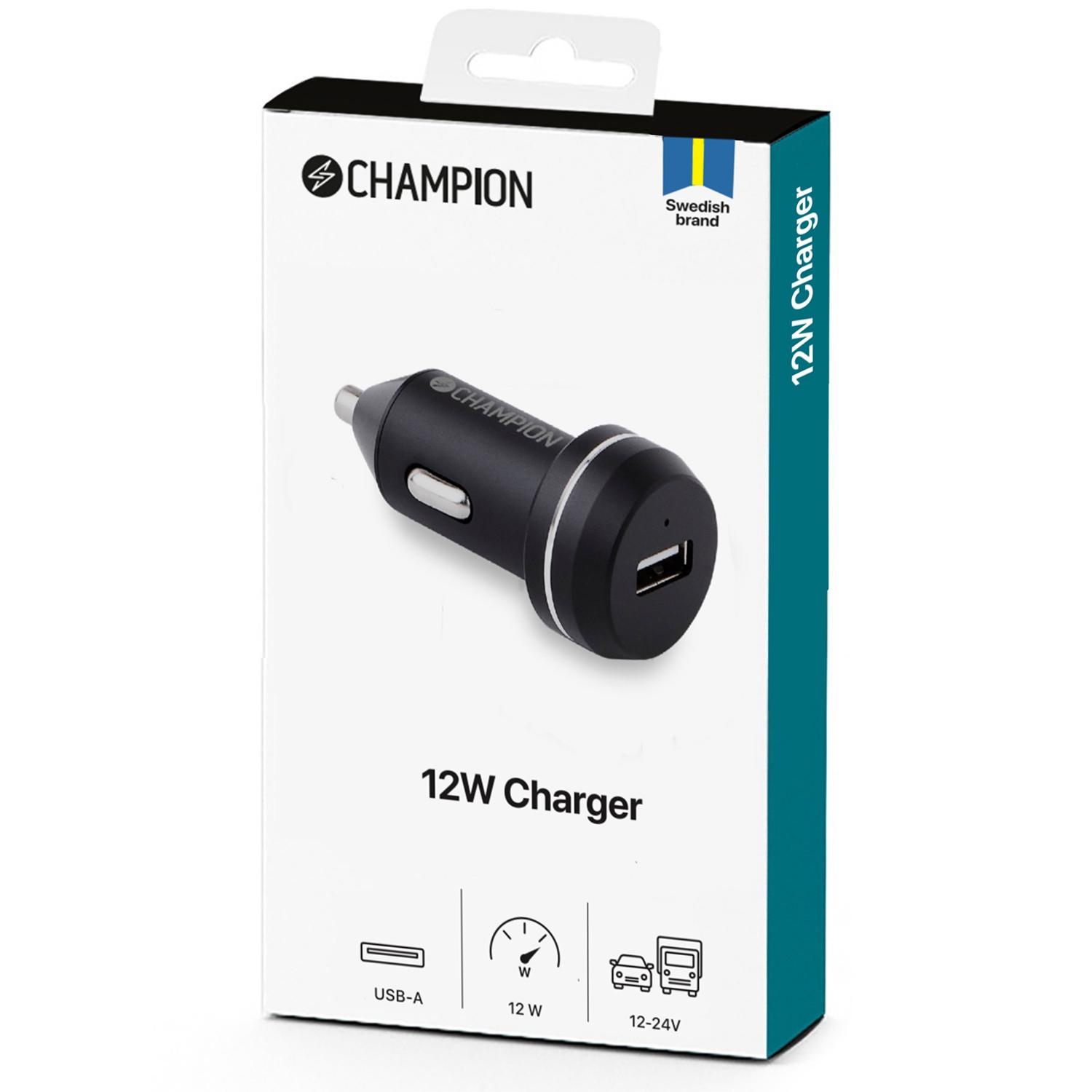 Champion  Caricabatteria da auto 12W Nero 