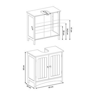 Calicosy Weißer Waschtischunterschrank MDF (Mitteldichte  